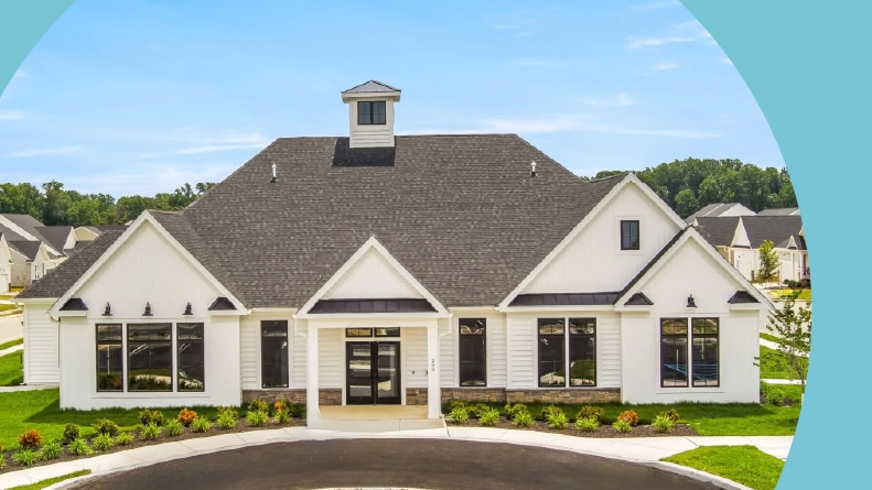 Rendering of the clubhouse at Venue at Winchelsea in Middletown, Delaware.