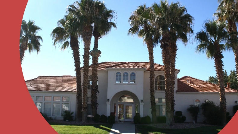 Palm trees beside the clubhouse at Vista del Sol in St. George, Utah.