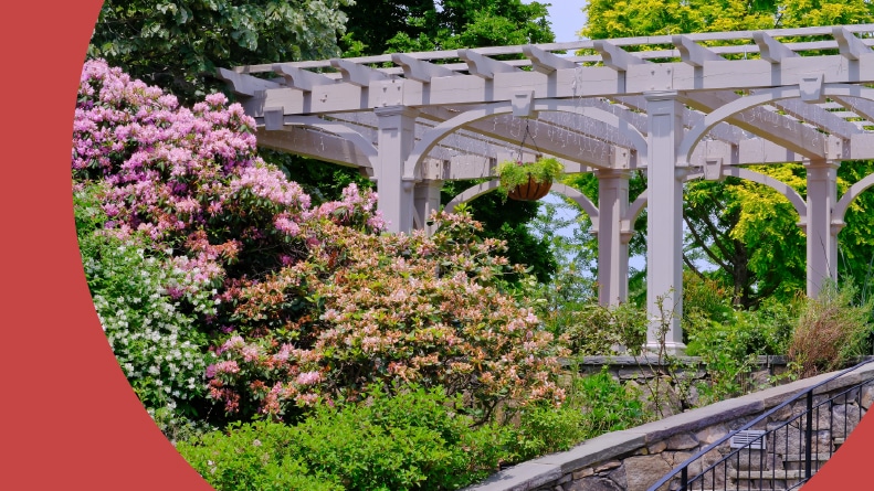 A beautiful garden landscape in Boylston, Massachusetts.