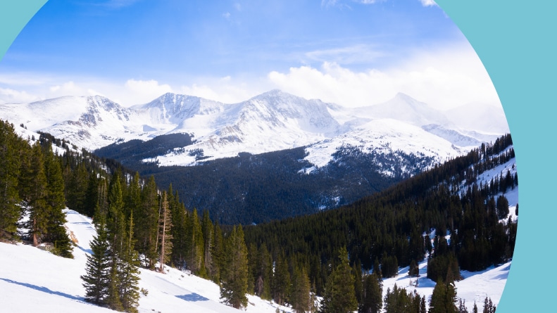 A snowy winter landscape at Copper Mountain in the Colorado Rockies.