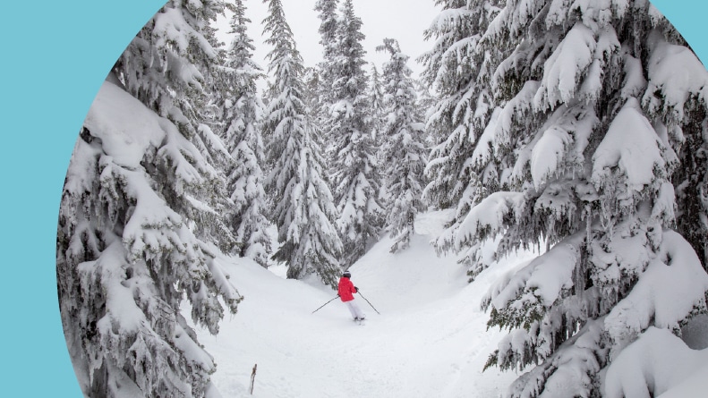 Alpine skiing on Mount Hood near Portland, Oregon, one of the best places to live for skiing.