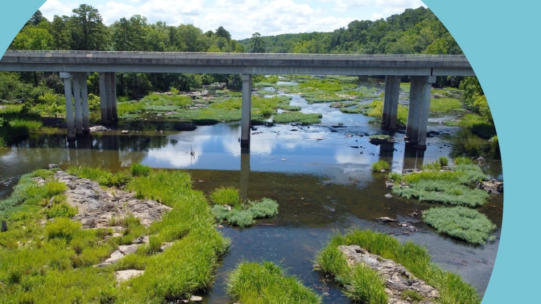 The Haw River in Pittsboro, North Carolina.
