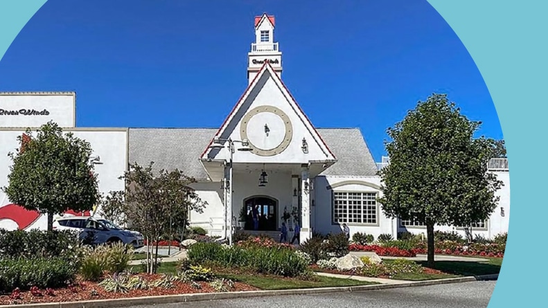 Exterior view of the clubhouse at RiverWinds in West Deptford, New Jersey.