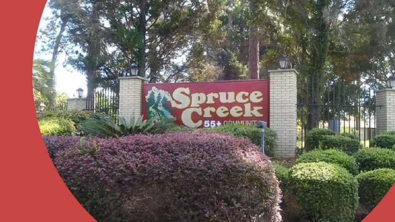The community sign for Spruce Creek North in Ocala, Florida.