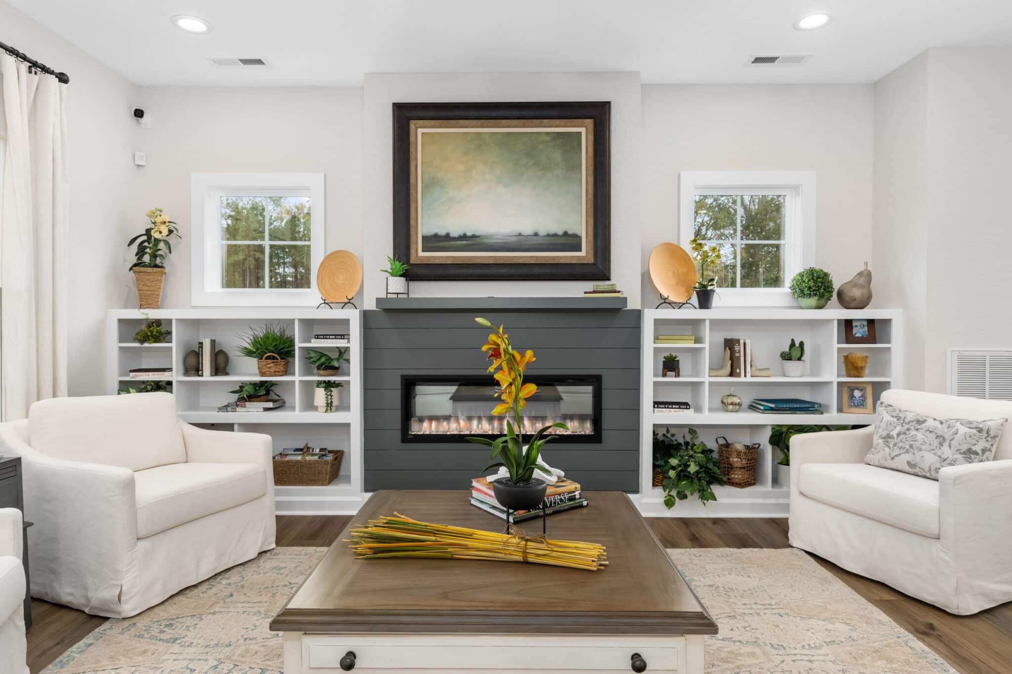 Living Area with Big Fireplace
