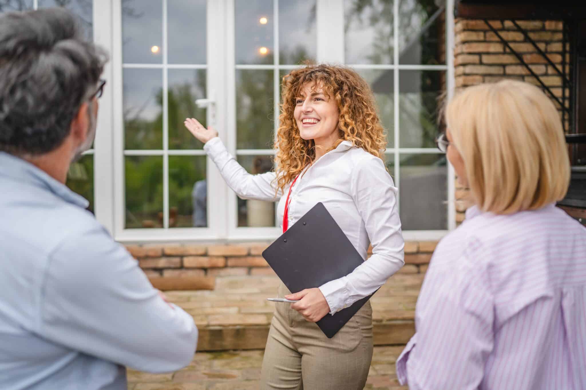 A real estate agent selling a home for a 55+ couple.