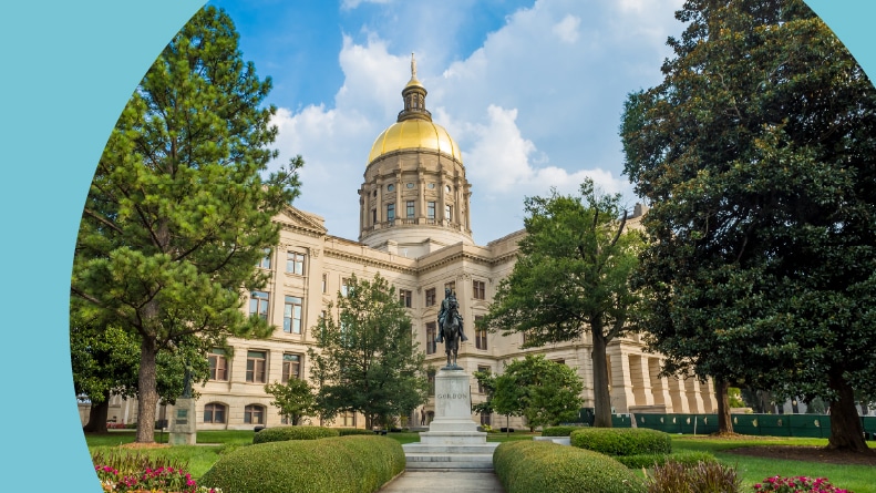 Exterior view of the capitol building in Atlanta, Georgia.