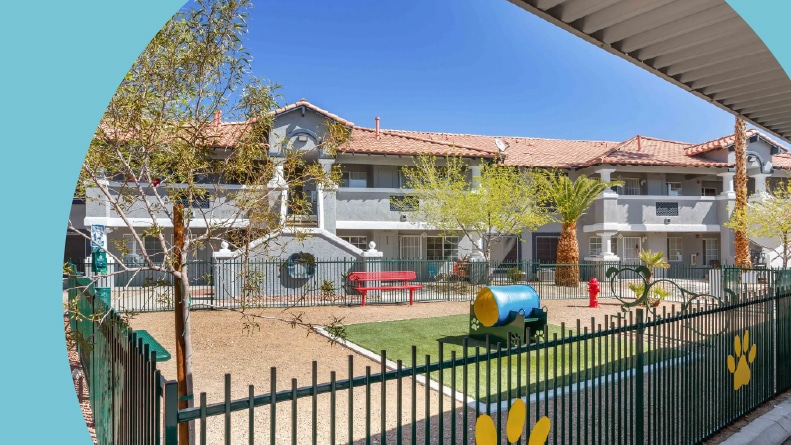 The dog park at Destinations Pebble in Las Vegas, Nevada.