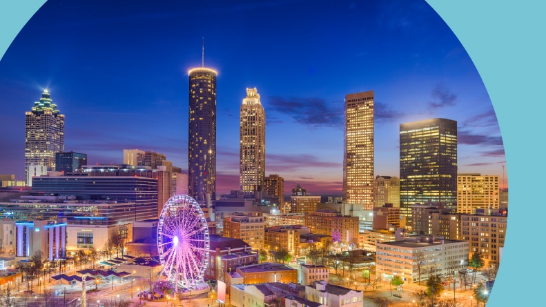 View of Downtown Atlanta at night.