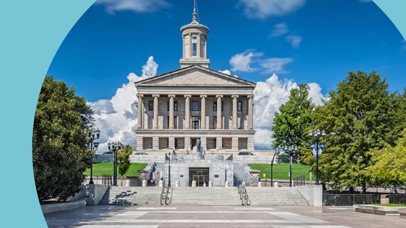 Exterior view of the Tennessee State Capitol building in Nashville.