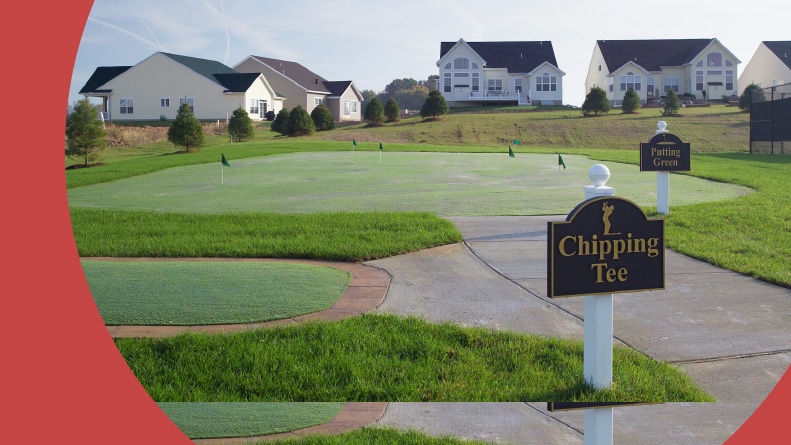 The putting green on the grounds of Ovations at Elk View in West Grove, Pennsylvania.