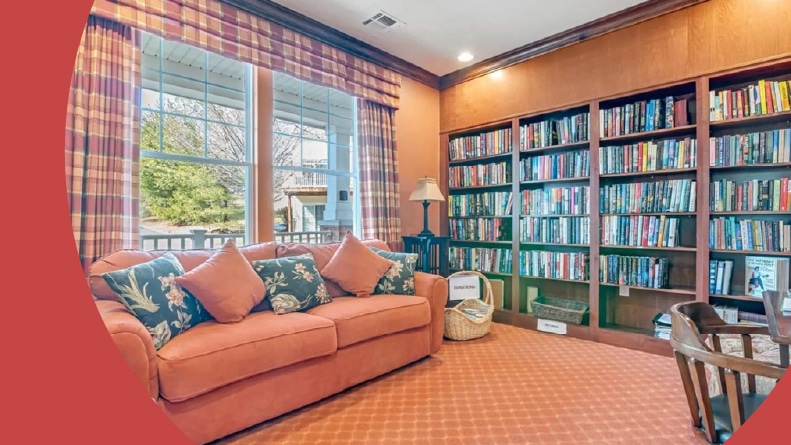The library at Riverview Estates Active Adult in Easton, Pennsylvania.
