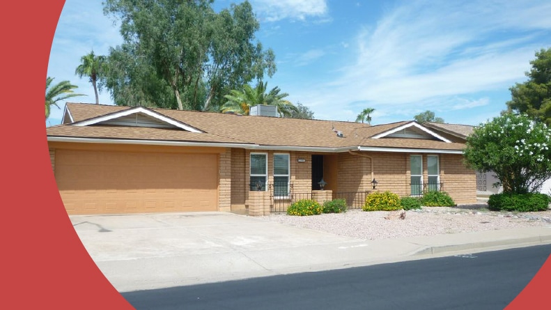 Exterior view of a home at Sunland Village in Mesa, Arizona.