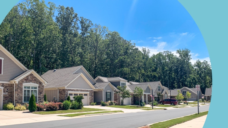 A row of homes at The Courtyards at Homestead Road in Chapel Hill, North Carolina.