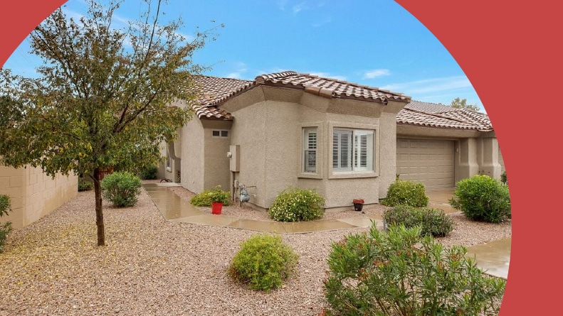 Exterior view of attached homes at Verde Groves in Mesa, Arizona.