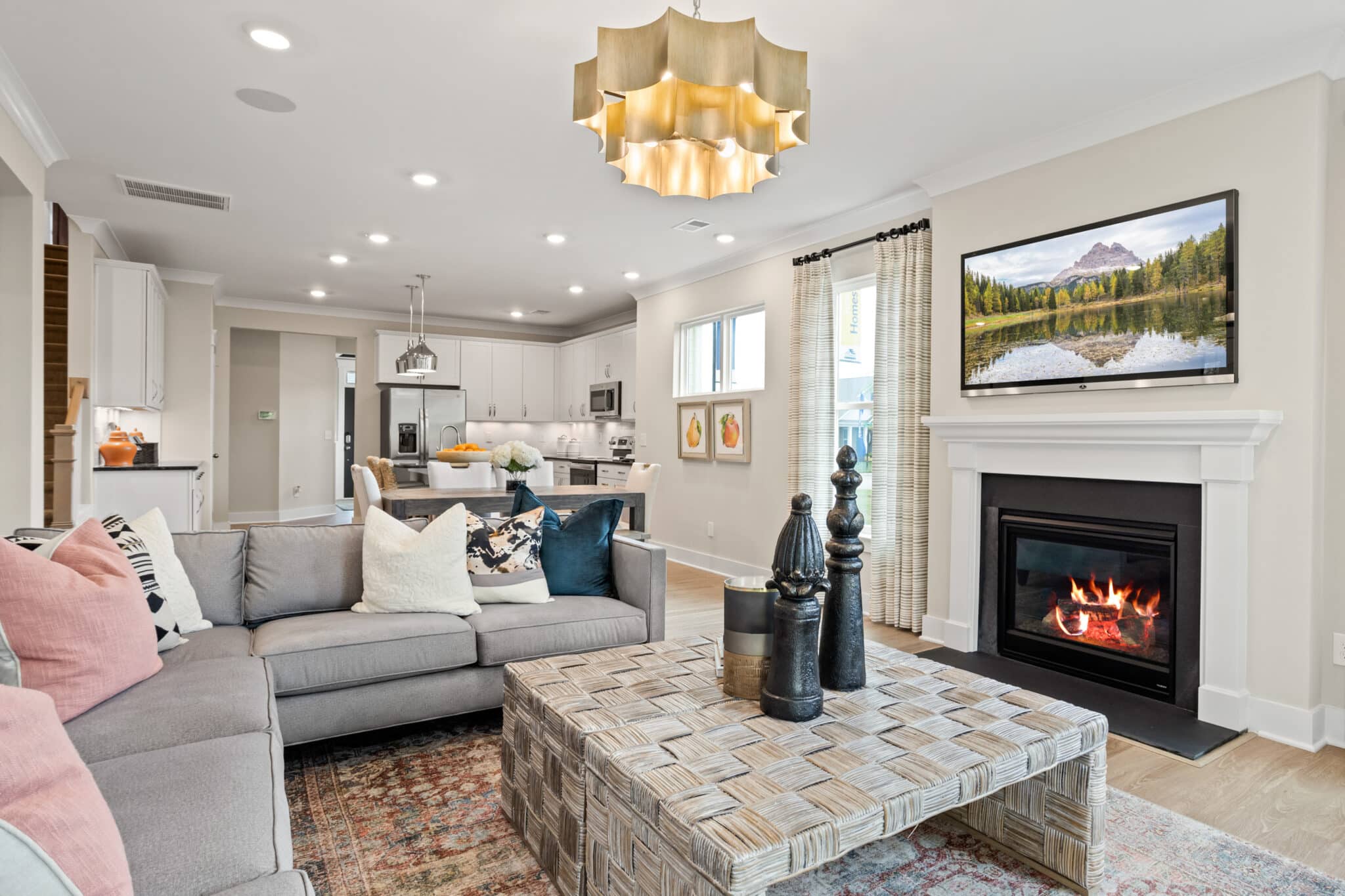 Living Room with Big Fireplace