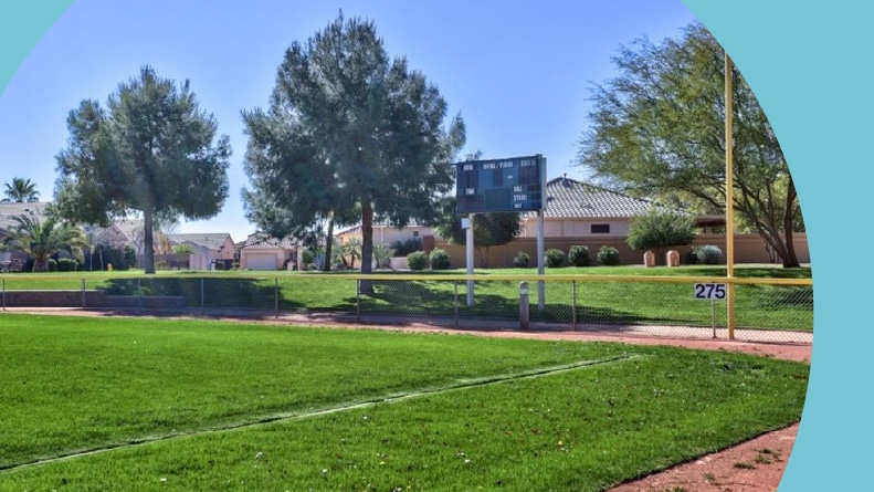 The softball field at Arizona Traditions in Surprise, Arizona.