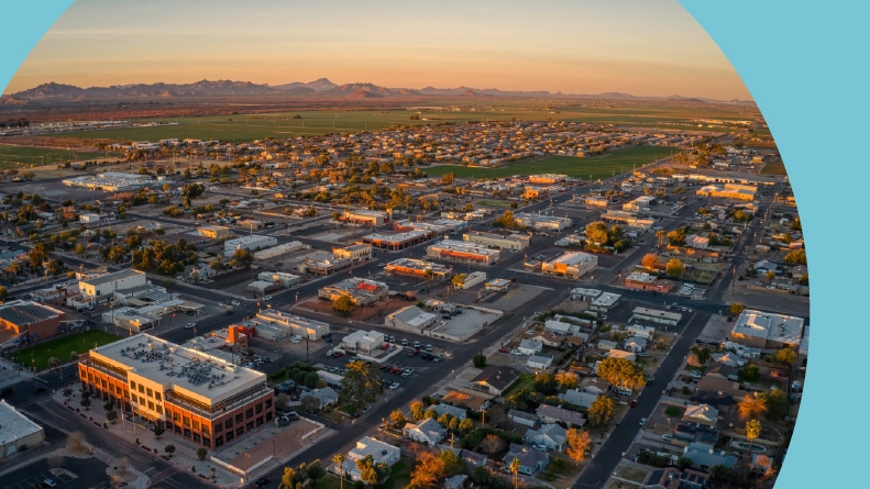 A sunrise over the Phoenix suburb of Buckeye, Arizona.