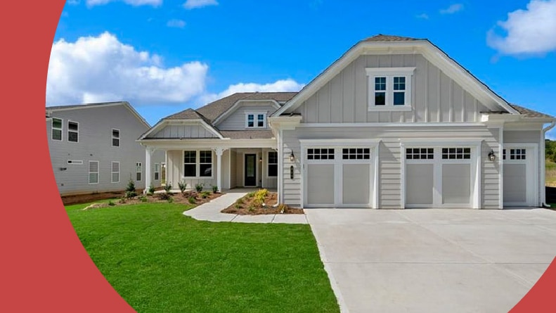Exterior view of a model home at Cresswind Georgia at Twin Lakes in Hoschton, Georgia.