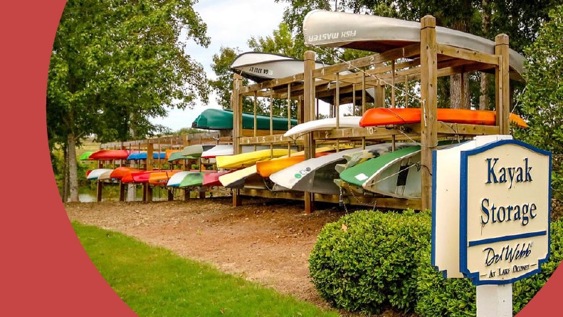 Kayak storage at Del Webb at Lake Oconee in Greensboro, Georgia.