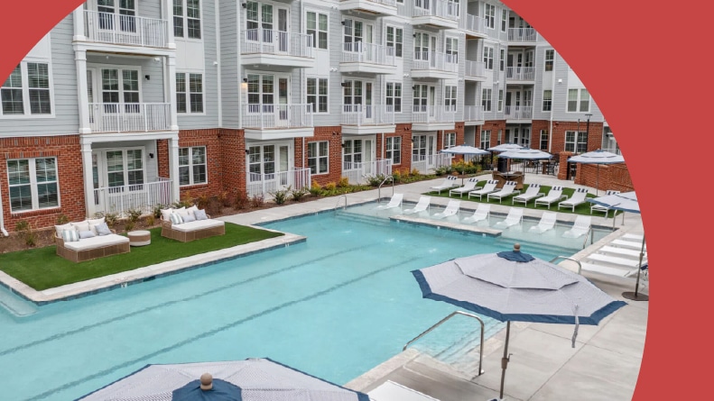 The outdoor pool at Lake Forest at Swift Creek in Midlothian, Virginia.