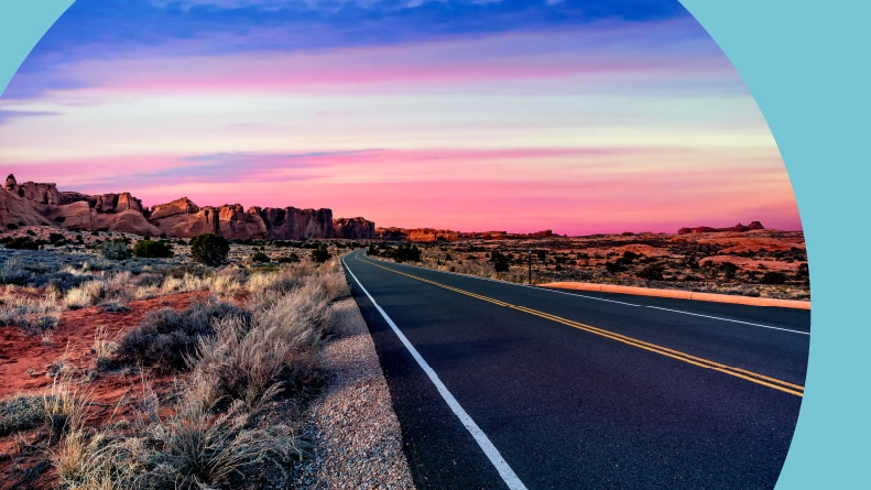 The desert landscape at the Valley of Fire State Park near Las Vegas, Nevada.