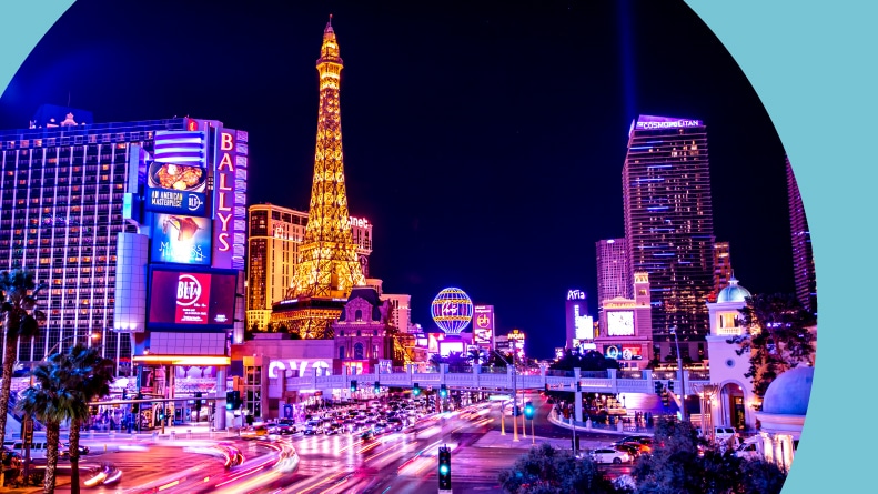 The Las Vegas Strip lit up at night.
