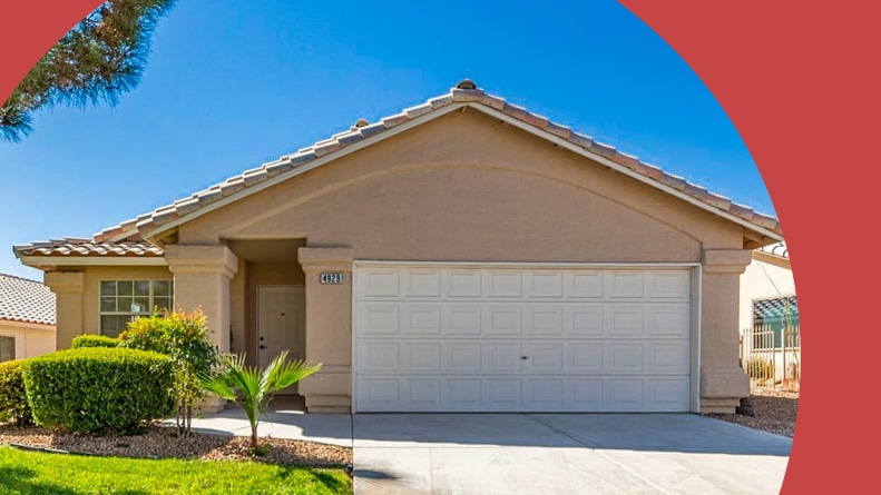 Exterior view of a model home at Los Prados in Las Vegas, Nevada.