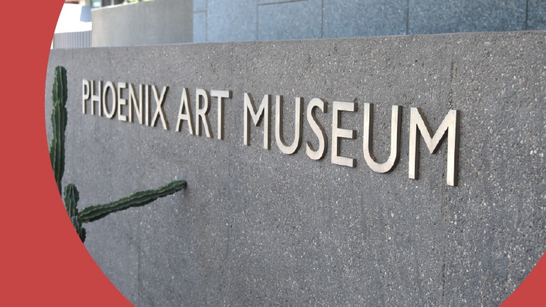 The sign for the Phoenix Art Museum in Phoenix, Arizona.