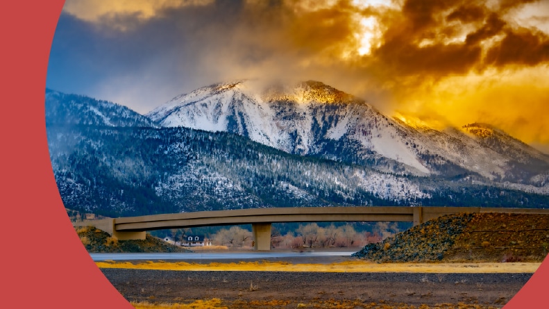 A storm rolling through the mountains in Washoe Valley near Reno, Nevada.