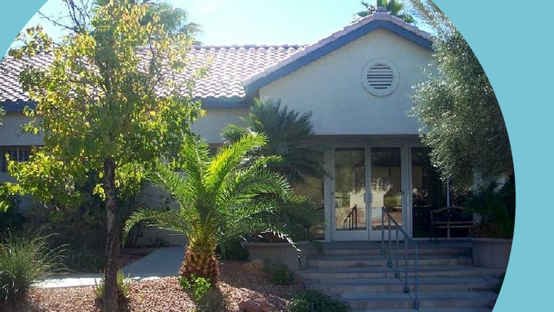 Greenery beside the clubhouse at Silver Canyon in Las Vegas, Nevada.