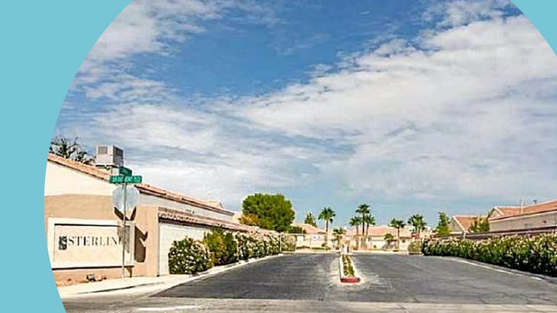 The community sign at the entrance of Silver Springs Sterling in Las Vegas, Nevada.
