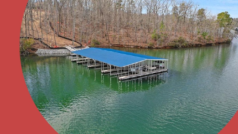 The boat dock on the lake at Stephens Point in Gainesville, Georgia.