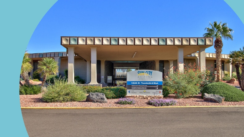 The entrance to Sun City in Sun City, Arizona.