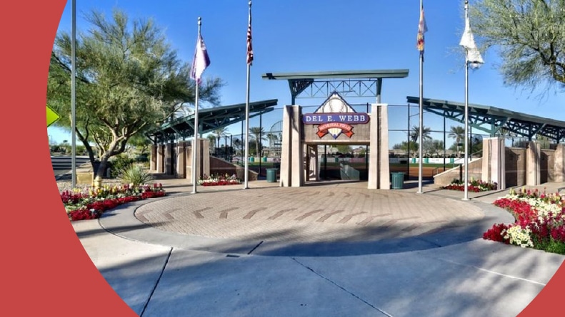 The entrance to the softball field at The Grand in Surprise, Arizona.