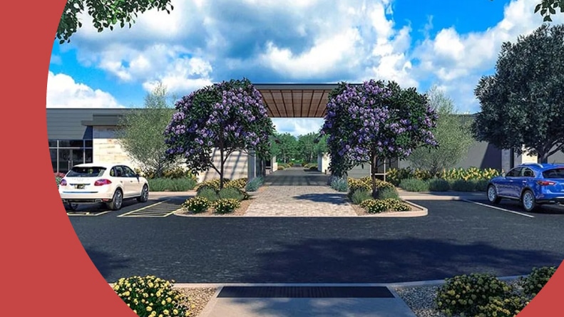 A rendering of the entrance to Trilogy Sunstone in Las Vegas, Nevada.