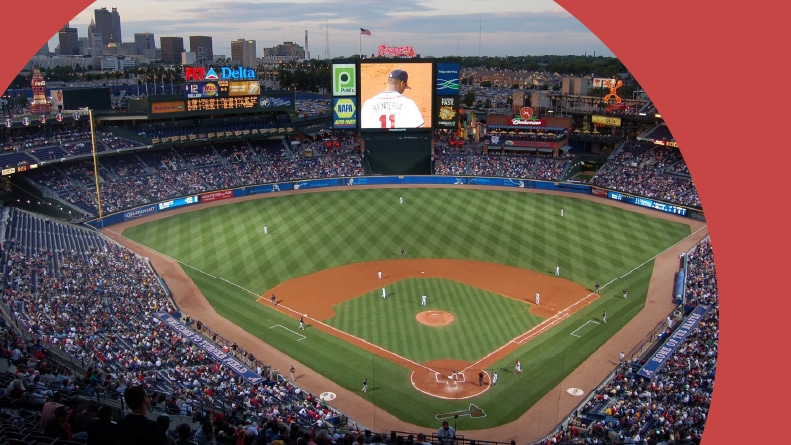 Aerial view of a baseball game at Turner Field, home of the Atlanta Braves.