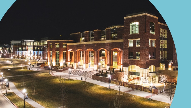 The University of Nevada Reno Campus at night.