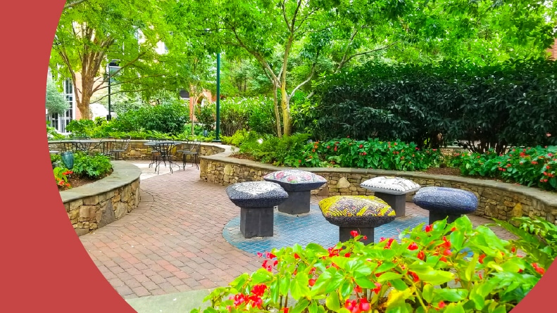 The Green, an urban park in Uptown Charlotte, North Carolina.