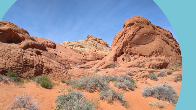 Picturesque Red Rocks in Valley of Fire in Nevada.