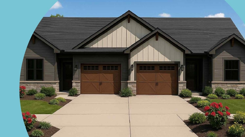 Rendering of attached homes at Cattail Villas in New Richmond, Wisconsin.