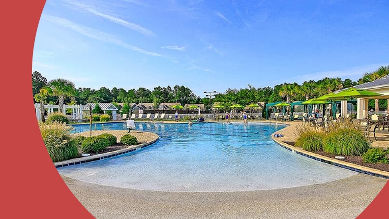 The outdoor resort-style pool at Cresswind Charleston in Summerville, South Carolina.