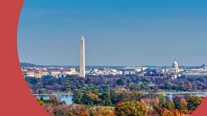 Aerial view of the Washington D.C. area as seen from the Arlington House.