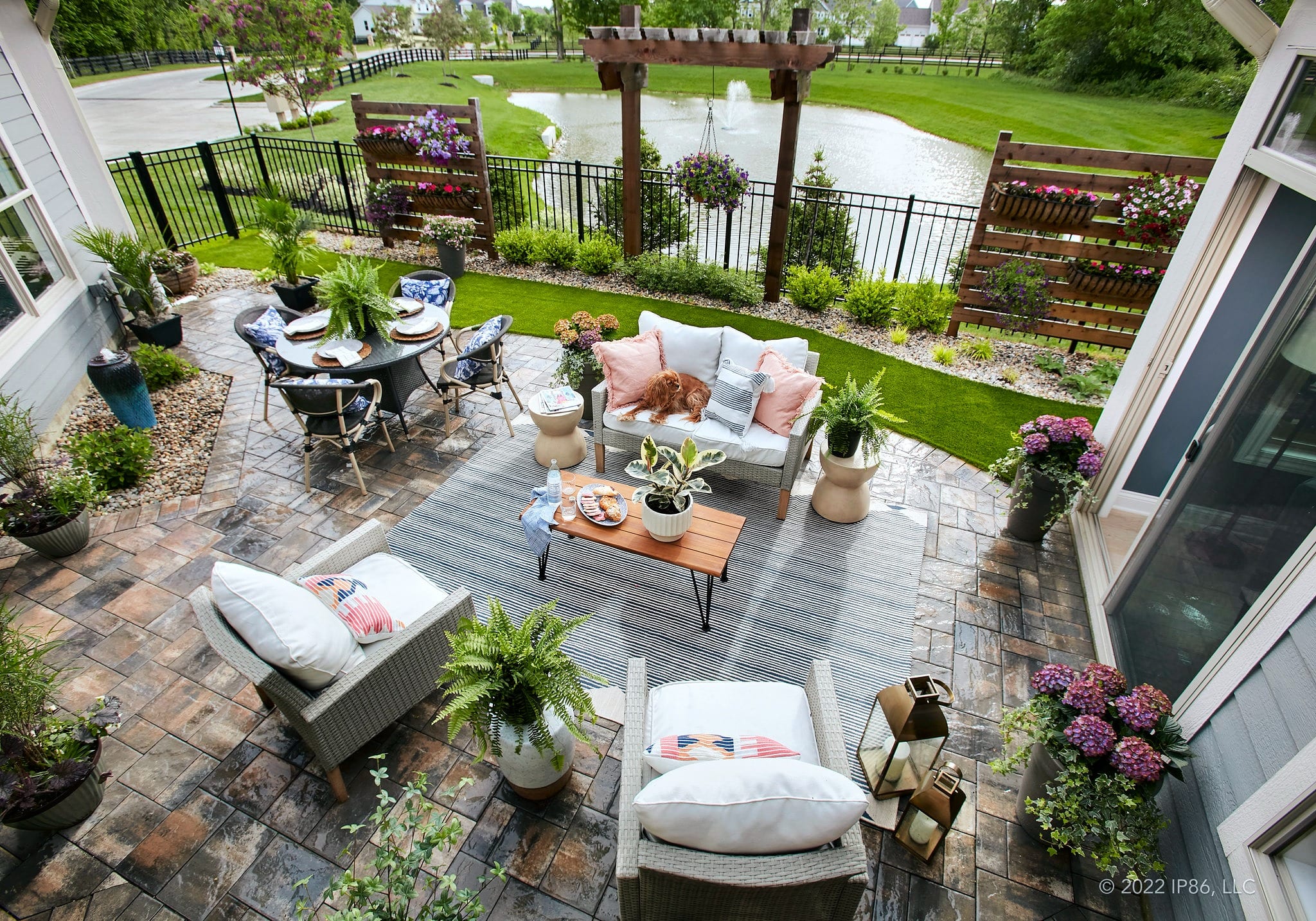 Private courtyard with water view