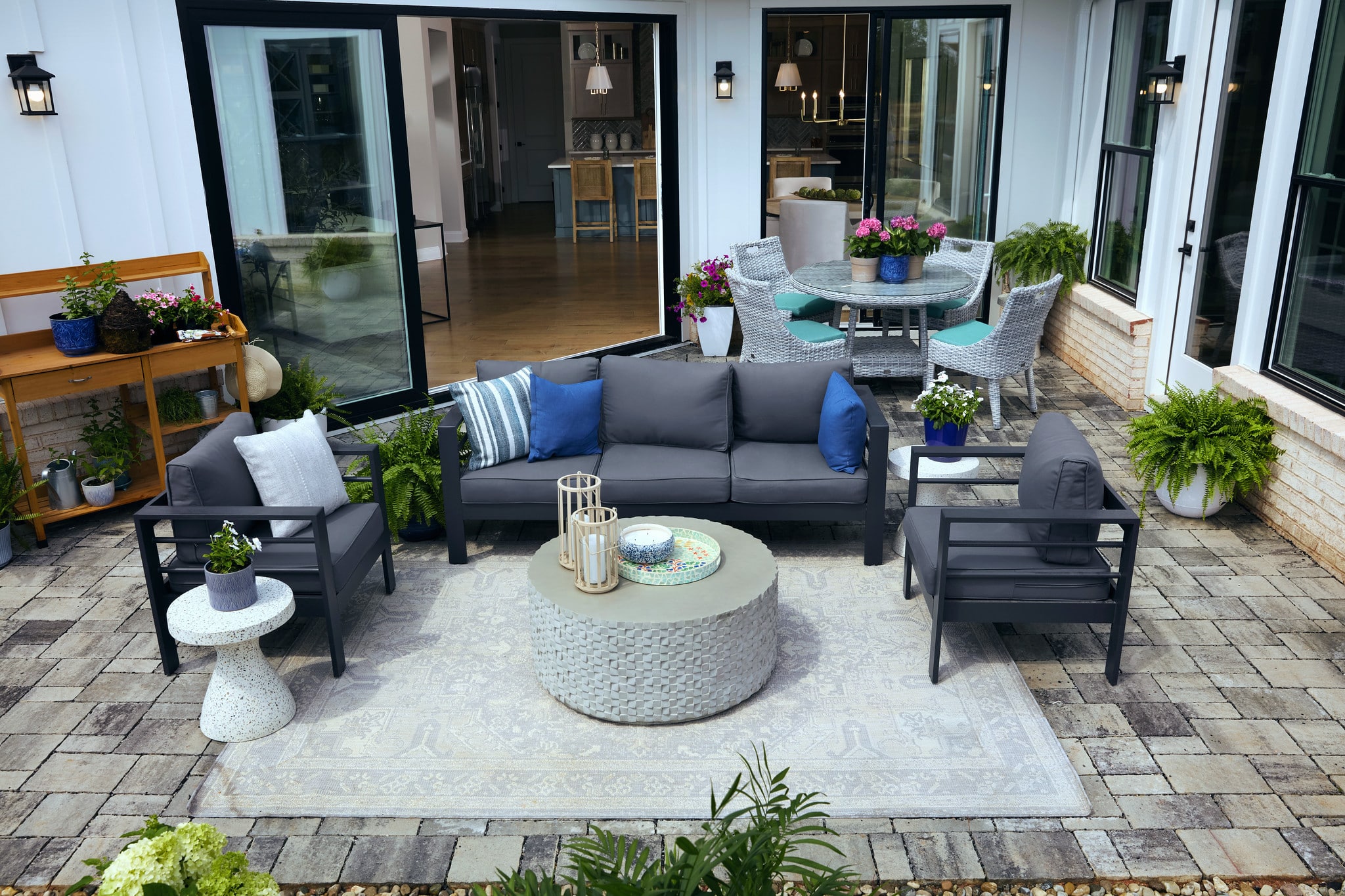 Outdoor patio with seating