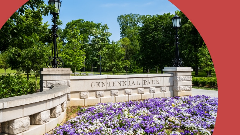 The entrance to Centennial Park in Nashville, Tennessee.