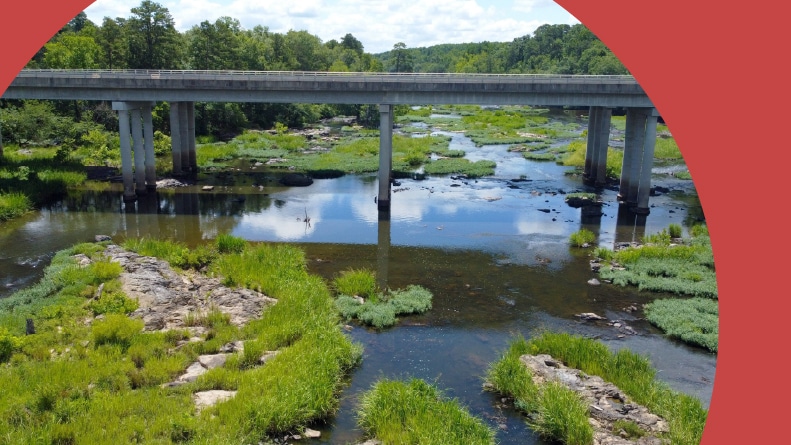 A bridge over the Haw River in Pittsboro, North Carolina.