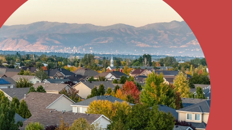 Rooftop view of a suburb in Salt Lake City, Utah.