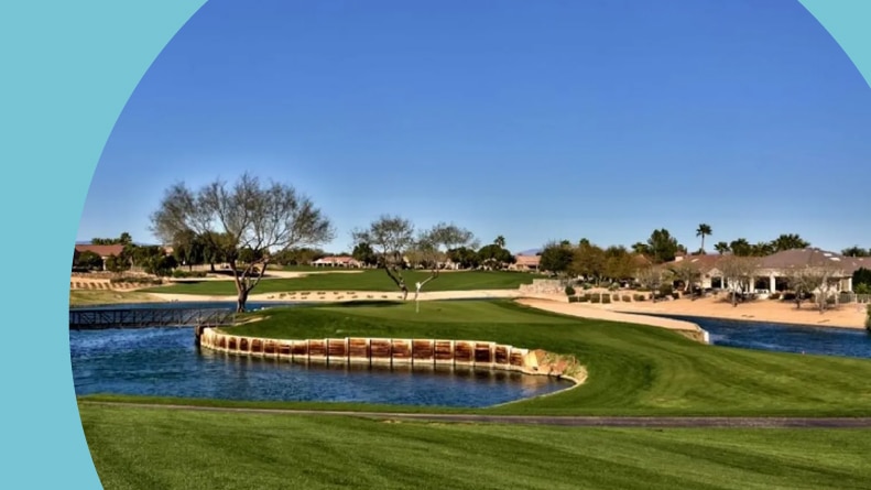 A pond on the golf course at The Grand in Surprise, Arizona.