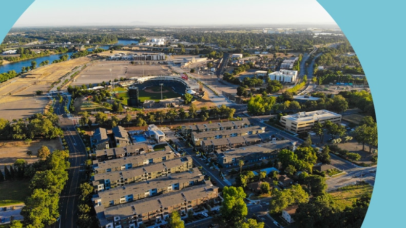 Aerial view of West Sacramento, California.